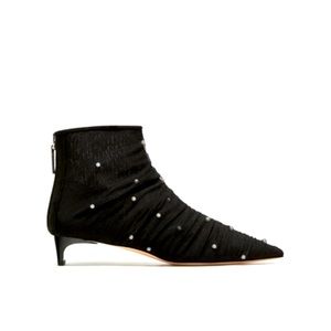 BNWT Zara Tulle Ankle Boot with Faux Pearls